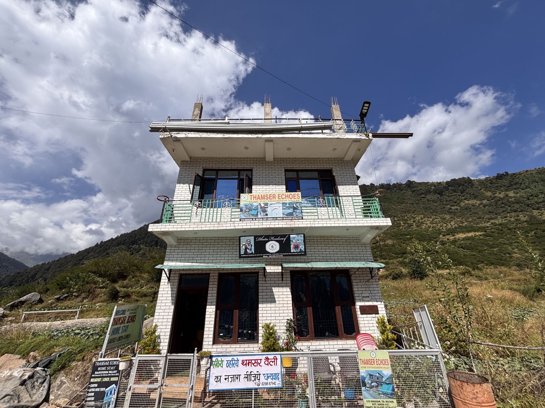 The Thamsar Echoes house with the valley behind it