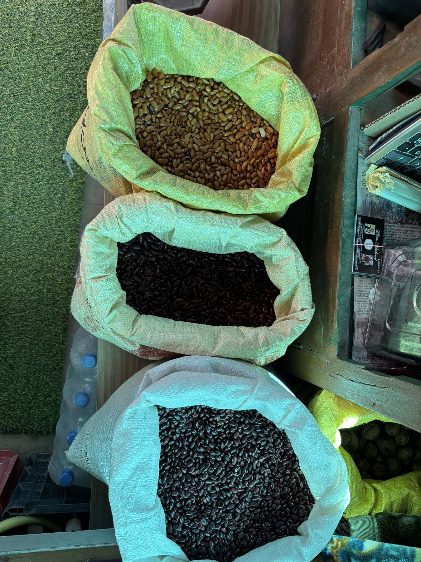 Local beans in sacks